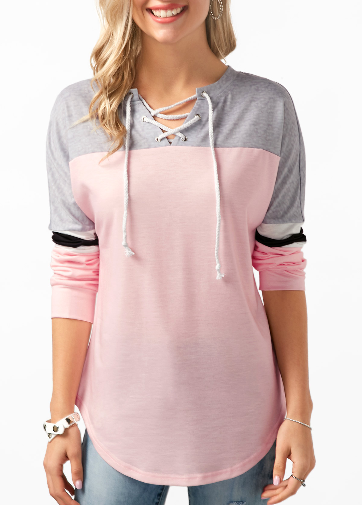 Button Front Split Neck Curved Hem Blouse Button Front Split Neck Curved Hem Blouse