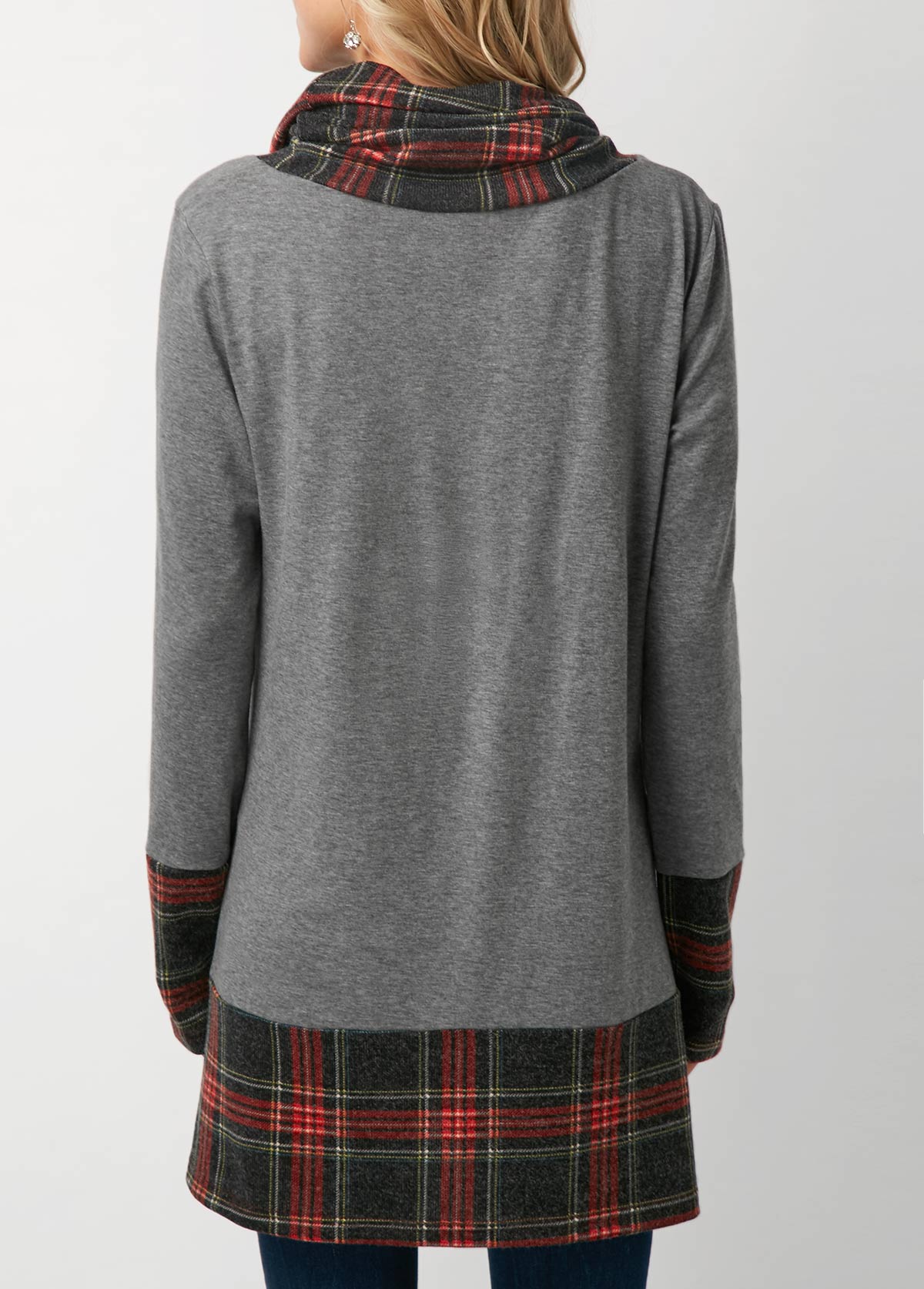Long Sleeve Cowl Neck Layered Grey T Shirt Long Sleeve Cowl Neck Layered Grey T Shirt
