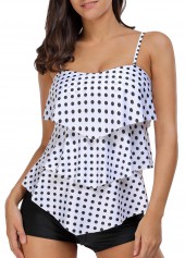 Polka Dot Print Open Back Layered Tankini Set