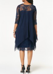 Navy Plus Size Lace H Shape Dress