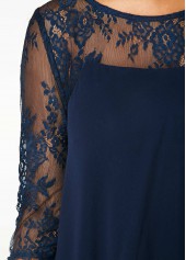 Navy Plus Size Lace H Shape Dress