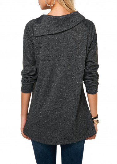 Button Embellished Penguin Print Long Sleeve Christmas T Shirt