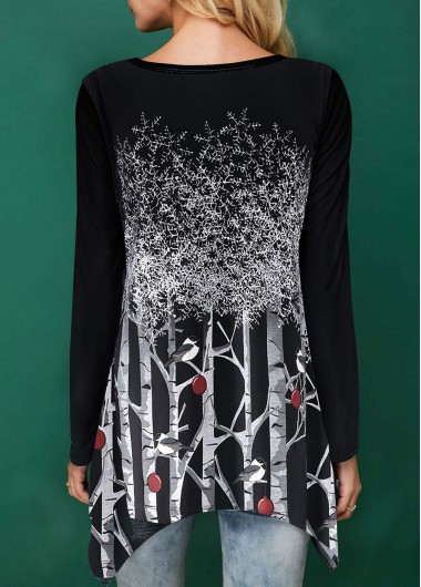 Christmas Tree Print Sequin Embellished Long Sleeve Hoodie