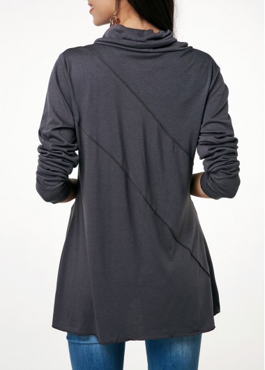 Pocket Dark Grey Cowl Neck Tunic Sweatshirt Pocket Dark Grey Cowl Neck Tunic Sweatshirt