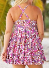 Mid Waisted Paisley Print Criss Cross One Piece Swimdress