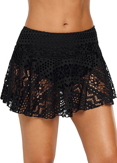 Black Cutout Back Contrast Piping Swimdress and Shorts