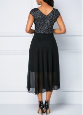 Cap Sleeve Lace Patchwork Chiffon Dress