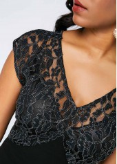 Cap Sleeve Lace Patchwork Chiffon Dress