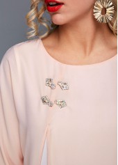 Round Neck Light Pink Layered T Shirt