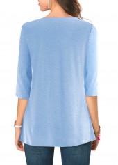 Three Quarter Sleeve Rabbit Print Easter T Shirt