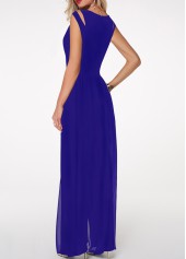 Royal Blue Round Neck High Waist Jumpsuit
