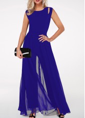 Royal Blue Round Neck High Waist Jumpsuit