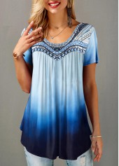 Crew Neck Short Sleeve Gradient T Shirt