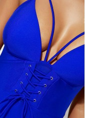 Cross Tether Lace Up Front One Piece Swimwear
