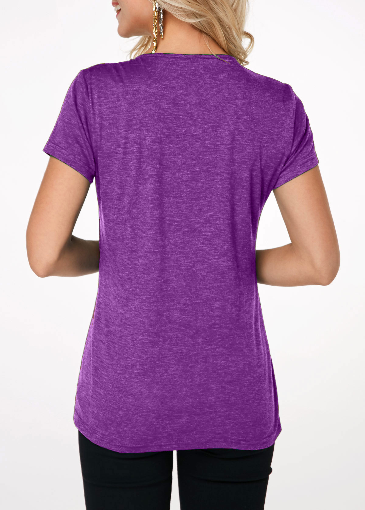 Crinkle Chest Lavender Short Sleeve T Shirt
