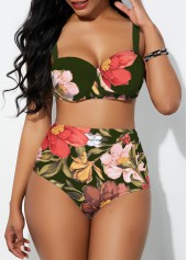 Floral Print High Waist Spaghetti Strap Bikini Set