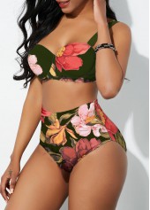 Floral Print High Waist Spaghetti Strap Bikini Set
