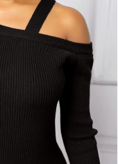 Black Long Sleeve Cold Shoulder Sweater