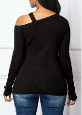 Black Long Sleeve Cold Shoulder Sweater