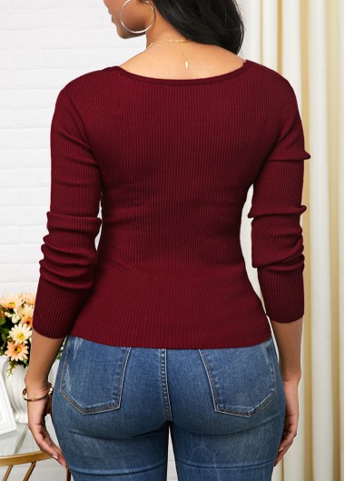 Crossover Hem Cutout Front Long Sleeve 
