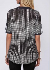 Printed Split Neck Button Detail Blouse