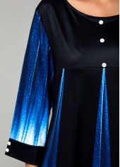 Gradient Button Detail Round Neck Printed T Shirt