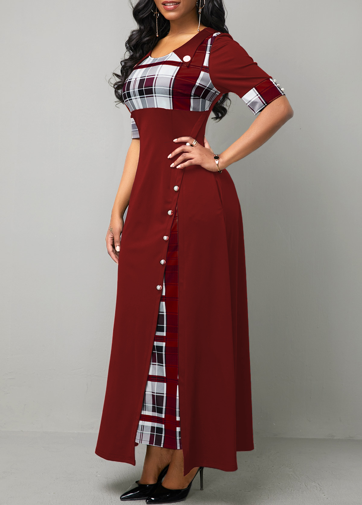 half sleeve maxi dress