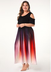 Ombre Tummy Coverage Pink Maxi Half Sleeve Dress