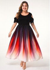 Ombre Tummy Coverage Pink Maxi Half Sleeve Dress