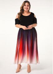Ombre Tummy Coverage Pink Maxi Half Sleeve Dress