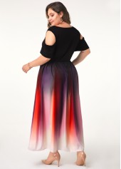Ombre Tummy Coverage Pink Maxi Half Sleeve Dress