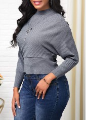 Long Sleeve Cold Shoulder Mock Neck Sweater