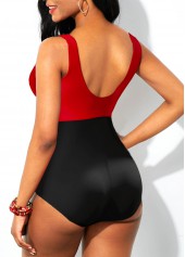 Contrast Panel Cross Front One Piece Swimwear
