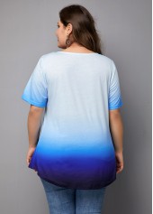 Short Sleeve Tribal Print Ombre Blouse