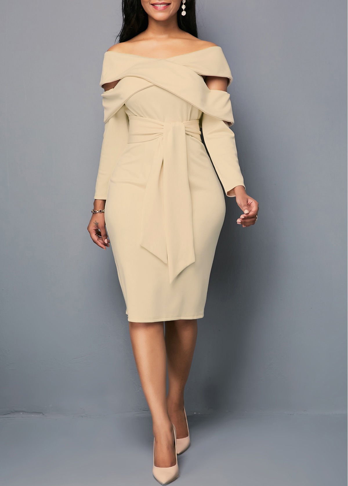 khaki sheath dress