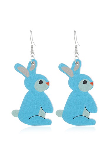 Rosewe Chic Blue Plastic Rabbit Design Earring Set - One Size
