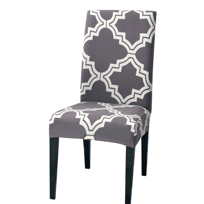 Dark Grey Printed Stretchy Chair Cover USD 8.1