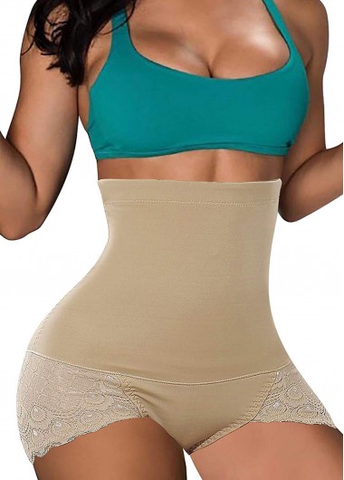 Rosewe Womens Body Shaper Shapewear Waist Trainer Skin Color Lace Panel Shapewear Shorts - 3XL