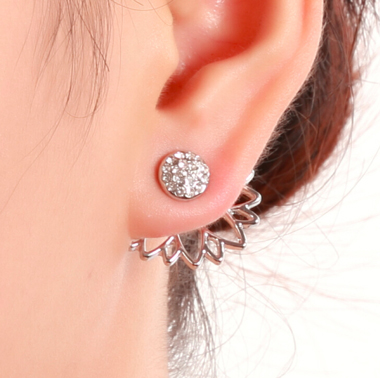 Elegant Lotus Shape Rhinestone Earrings for Lady