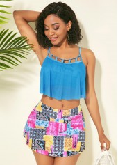 Mid Waisted Floral Print Light Blue Bra