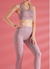 Wide Strap Light Purple Sports Bra