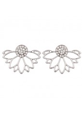 Elegant Lotus Shape Rhinestone Earrings for Lady