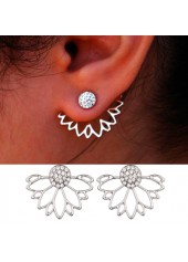 Elegant Lotus Shape Rhinestone Earrings for Lady