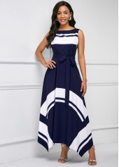 Asymmetric Hem Sleeveless Printed Maxi Dress | Rosewe.com - USD $39.98