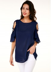 Half Sleeve Cold Shoulder Round Neck T Shirt