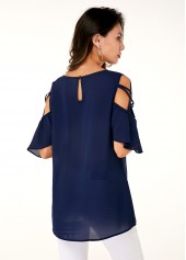 Half Sleeve Cold Shoulder Round Neck T Shirt