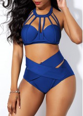 Clipback Cage Neck High Waist Bikini Set