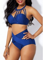 Clipback Cage Neck High Waist Bikini Set