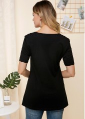 V Neck Sunflower Print Short Sleeve T Shirt