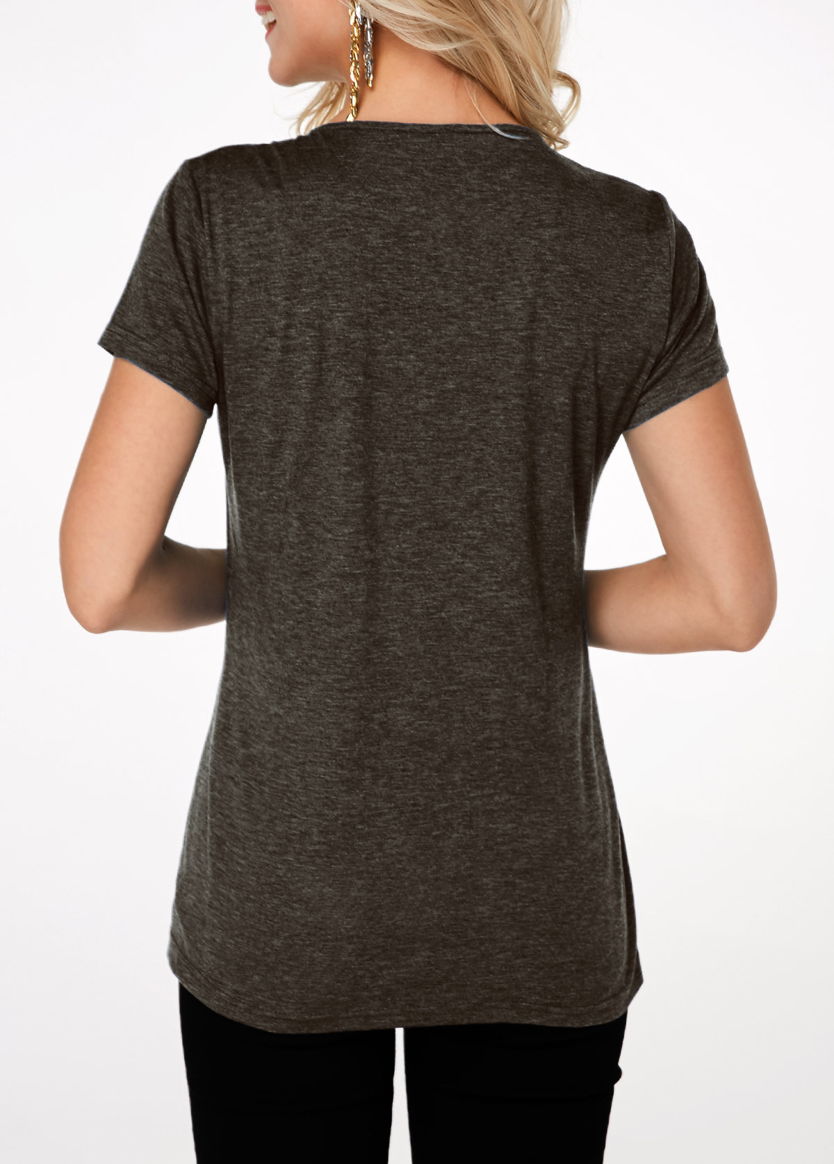 Pleated Short Sleeve Button Up T Shirt